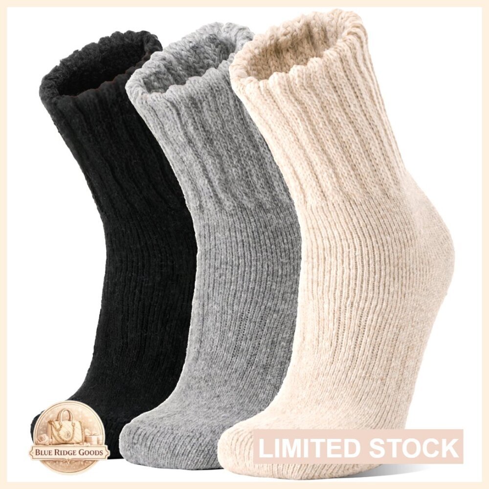 Merino Wool Thermal Boot Socks Thick Cozy Hiking Winter Unisex 3 Pairs